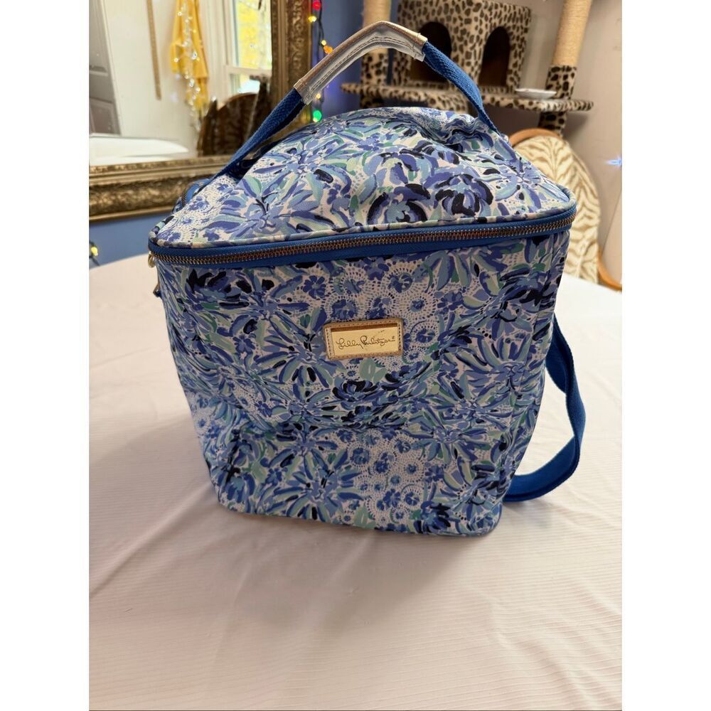 Lilly Pulitzer Cooler Insulated Picnic Wine Carrier Shoulder Bag Aqua